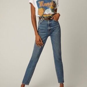 Silvrlake Beatnik Medium Wash High Rise Slim Fit Straight Leg Jeans Size 28
